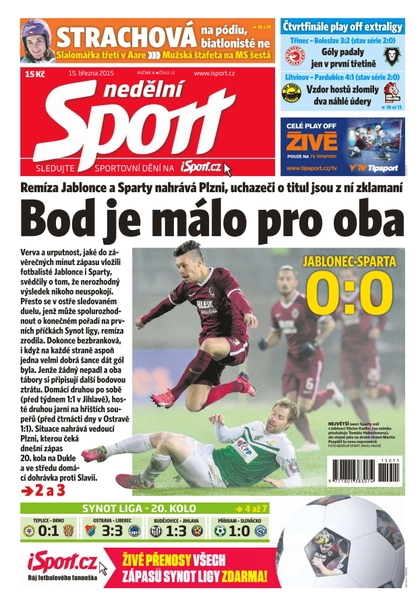 E-magazín Nedělní Sport - 15.3.2015 - CZECH NEWS CENTER a. s.