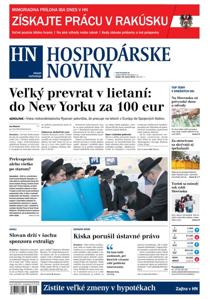 E-magazín Hospodárske noviny 18.03.2015 - MAFRA Slovakia, a.s.