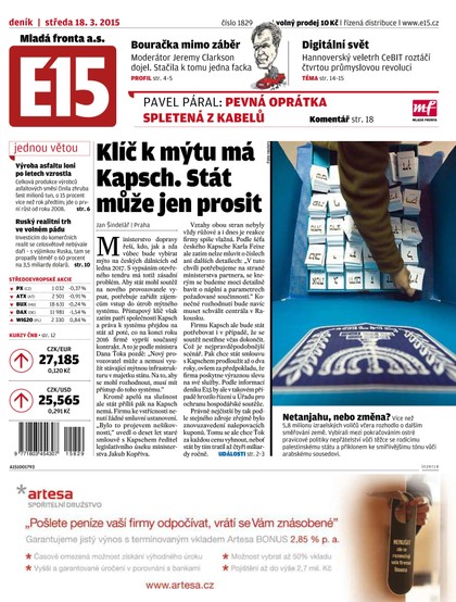 E-magazín E15 18.3.2015 - Czech Media Invest