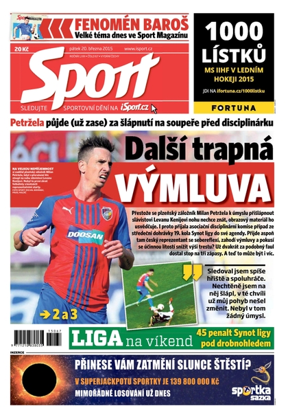 E-magazín Sport - 20.3.2015 - CZECH NEWS CENTER a. s.
