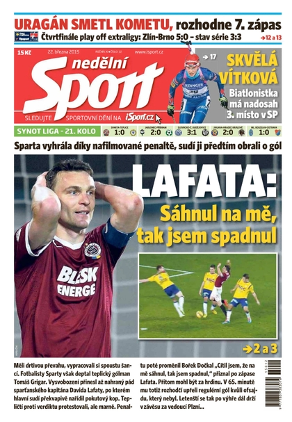 E-magazín Nedělní Sport - 22.3.2015 - CZECH NEWS CENTER a. s.