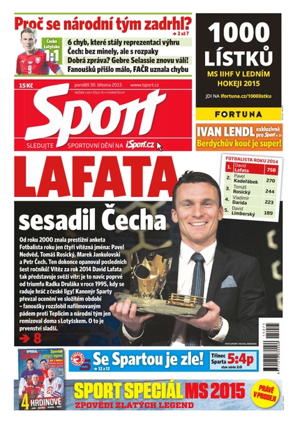 E-magazín Sport - 30.3.2015 - CZECH NEWS CENTER a. s.