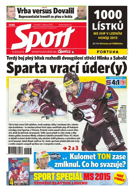 E-magazín Sport - 2.4.2015 - CZECH NEWS CENTER a. s.
