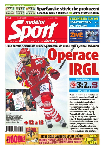 E-magazín Nedělní Sport - 5.4.2015 - CZECH NEWS CENTER a. s.