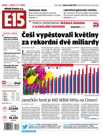 E-magazín E15 7.4.2015 - Czech Media Invest