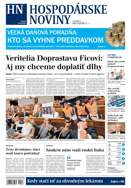 E-magazín Hospodárske noviny 16.04.2015 - MAFRA Slovakia, a.s.