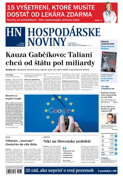 E-magazín Hospodárske noviny 17.4.2015 - MAFRA Slovakia, a.s.