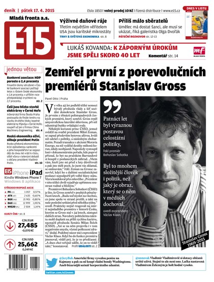 E-magazín E15 17.4.2015 - Czech Media Invest