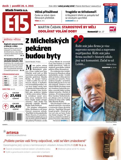 E-magazín E15 20.4.2015 - Czech Media Invest