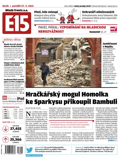 E-magazín E15 27.4.2015 - Czech Media Invest