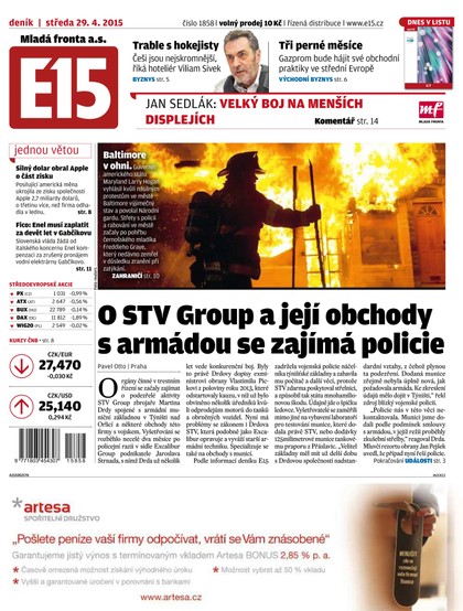 E-magazín E15 29.4.2015 - Czech Media Invest