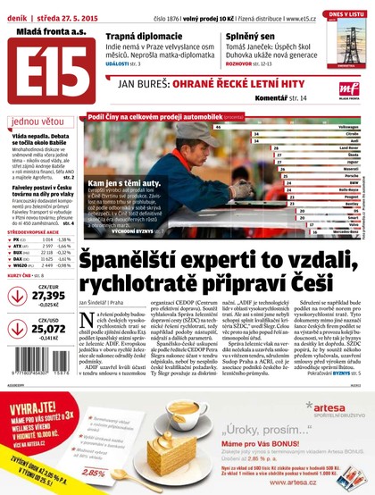 E-magazín E15 27.5. 2015 - Czech Media Invest
