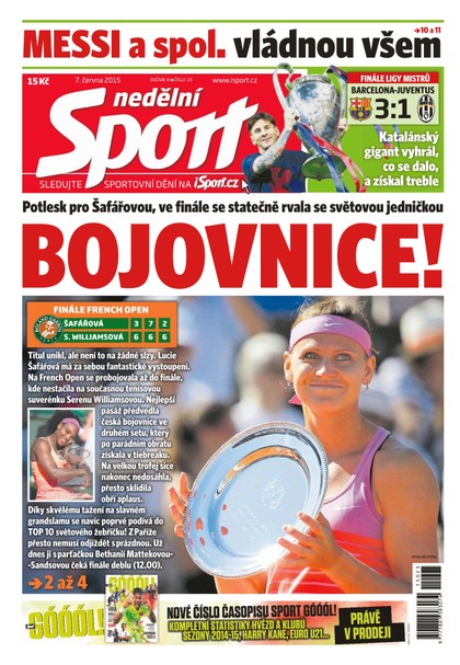 E-magazín Nedělní sport - 7.6.2015 - CZECH NEWS CENTER a. s.