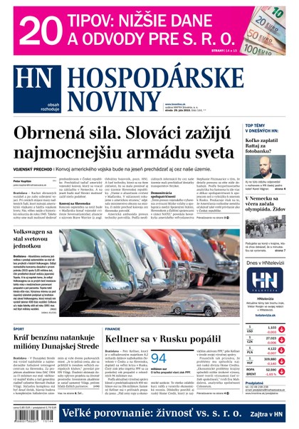E-magazín Hospodárske noviny 29.07.2015 - MAFRA Slovakia, a.s.