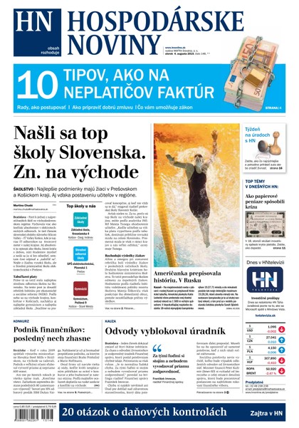 E-magazín Hospodárske noviny 04.08.2015 - MAFRA Slovakia, a.s.