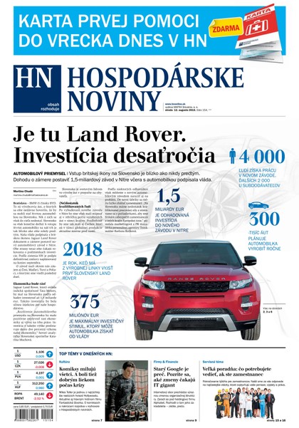 E-magazín Hospodárske noviny 12.08.2015 - MAFRA Slovakia, a.s.