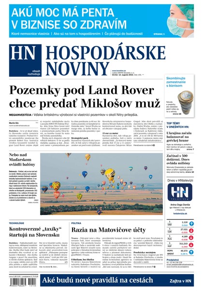 E-magazín Hospodárske noviny 13.08.2015 - MAFRA Slovakia, a.s.