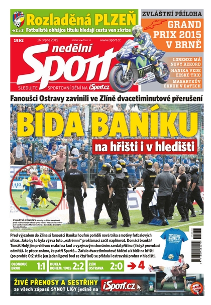 E-magazín Nedělní Sport - 16.8.2015 - CZECH NEWS CENTER a. s.