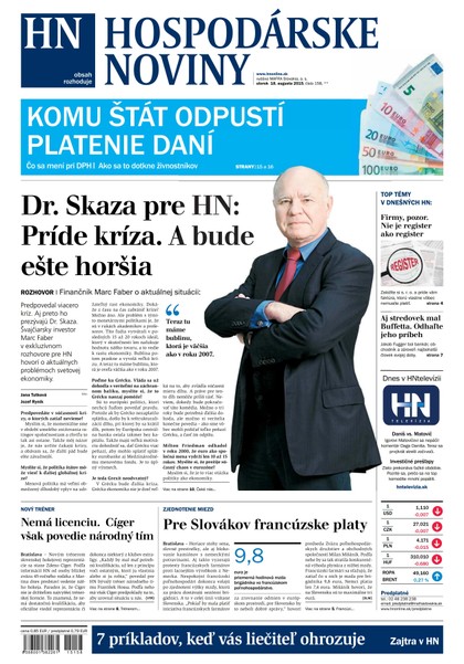 E-magazín Hospodárske noviny 18.08.2015 - MAFRA Slovakia, a.s.