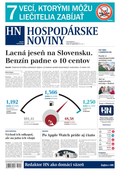 E-magazín Hospodárske noviny 19.08.2015 - MAFRA Slovakia, a.s.