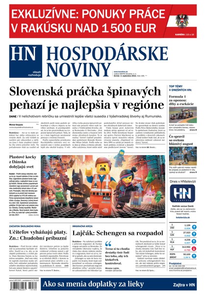 E-magazín Hospodárske noviny 03.09.2015 - MAFRA Slovakia, a.s.