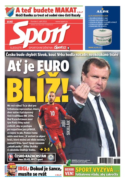 E-magazín Sport - 3.9.2015 - CZECH NEWS CENTER a. s.