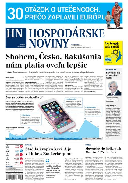 E-magazín Hospodárske noviny 10.09.2015 - MAFRA Slovakia, a.s.