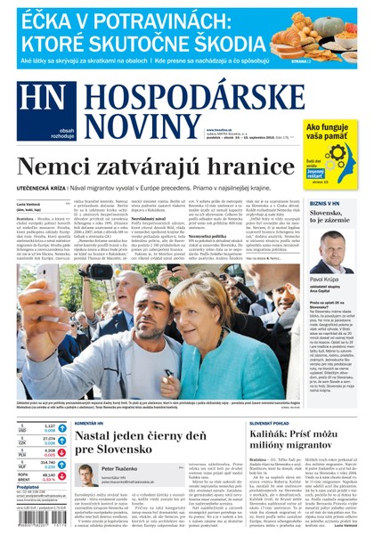 E-magazín Hospodárske noviny 14.09.2015 - MAFRA Slovakia, a.s.