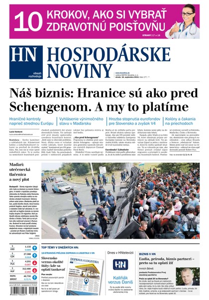 E-magazín Hospodárske noviny 16.09.2015 - MAFRA Slovakia, a.s.