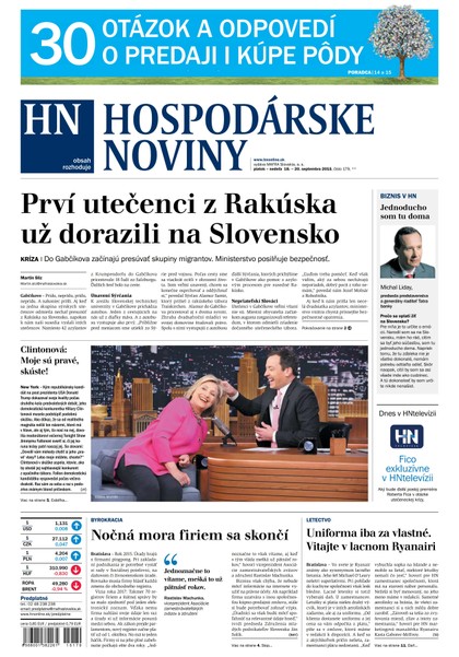 E-magazín Hospodárske noviny 18.09.2015 - MAFRA Slovakia, a.s.