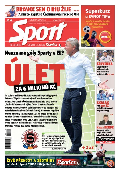 E-magazín Sport - 19.9.2015 - CZECH NEWS CENTER a. s.