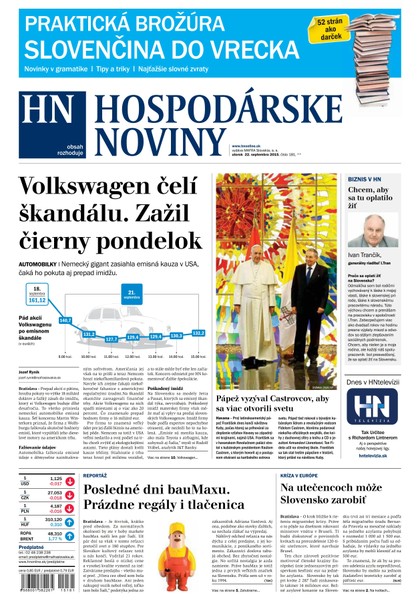 E-magazín Hospodárske noviny 22.09.2015 - MAFRA Slovakia, a.s.