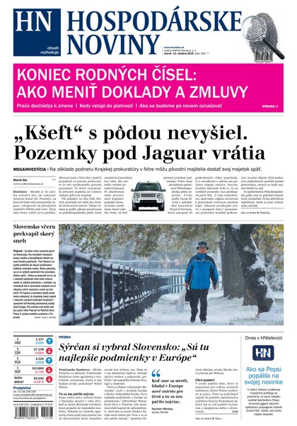 E-magazín Hospodárske noviny 13.10.2015 - MAFRA Slovakia, a.s.