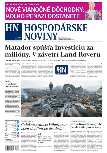 E-magazín Hospodárske noviny 14.10.2015 - MAFRA Slovakia, a.s.
