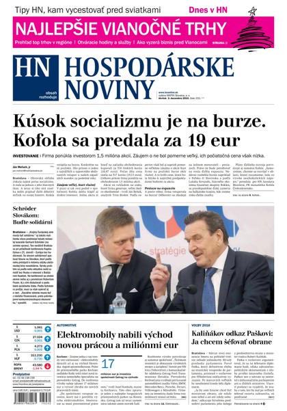 E-magazín Hospodárske noviny  03.12.2015 - MAFRA Slovakia, a.s.