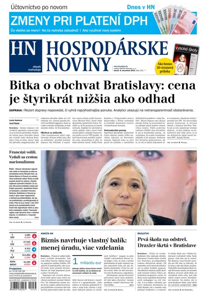 E-magazín Hospodárske noviny 08.12.2015 - MAFRA Slovakia, a.s.