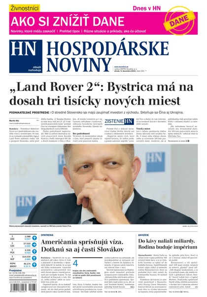 E-magazín Hospodárske noviny 09.12.2015 - MAFRA Slovakia, a.s.