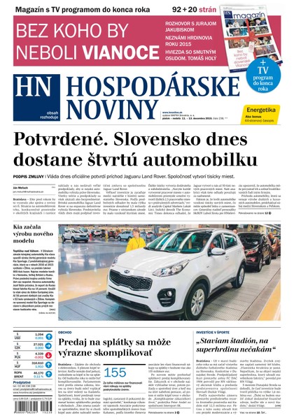 E-magazín Hospodárske noviny 11.12.2015 - MAFRA Slovakia, a.s.