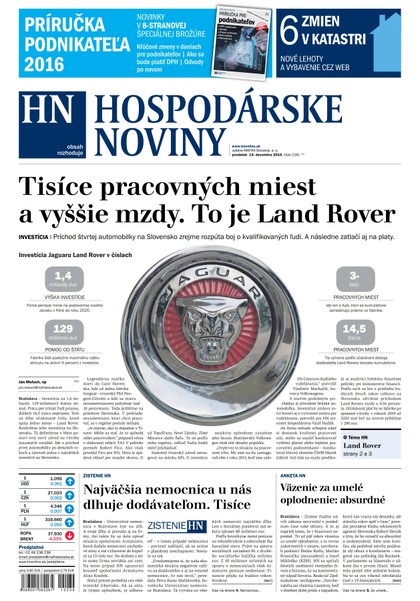 E-magazín Hospodárske noviny 14.12.2015 - MAFRA Slovakia, a.s.