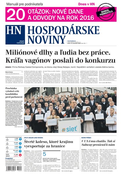 E-magazín Hospodárske noviny 15.12.2015 - MAFRA Slovakia, a.s.