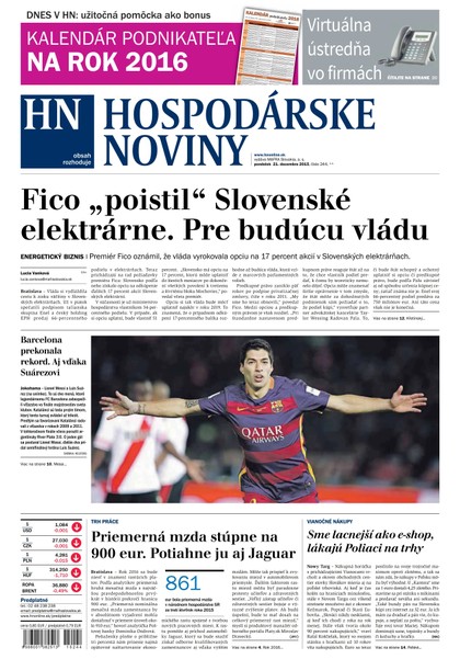 E-magazín Hospodárske noviny 21.12.2015 - MAFRA Slovakia, a.s.