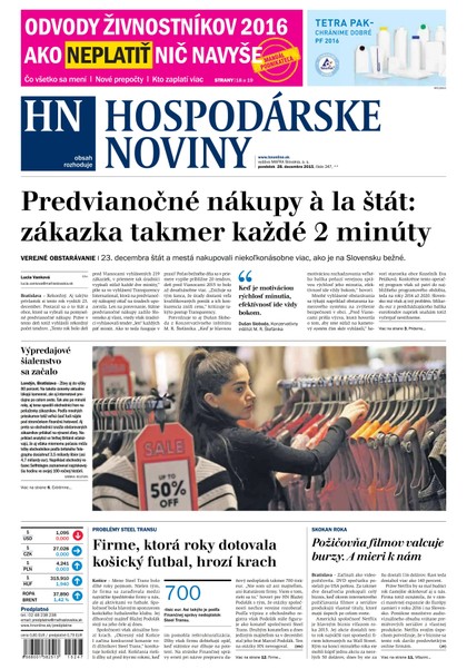 E-magazín Hospodárske noviny 28.12.2015hoho - MAFRA Slovakia, a.s.