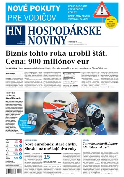 E-magazín Hospodárske noviny 30.12.2015 - MAFRA Slovakia, a.s.