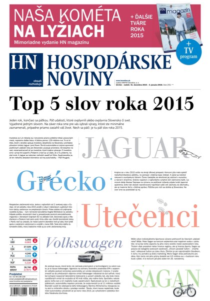 E-magazín Hospodárske noviny 31.12.2015 - MAFRA Slovakia, a.s.