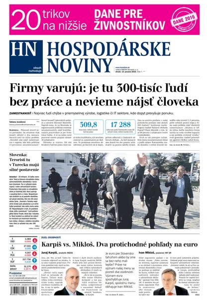 E-magazín Hospodárske noviny 13.01.2016 - MAFRA Slovakia, a.s.