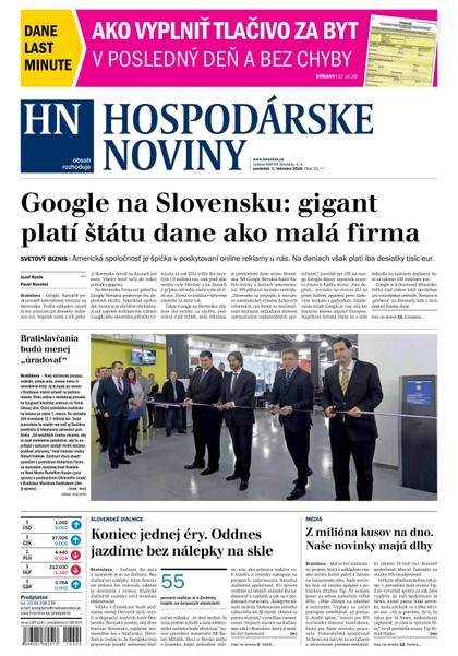 E-magazín Hospodárske noviny 01.02.2016 - MAFRA Slovakia, a.s.