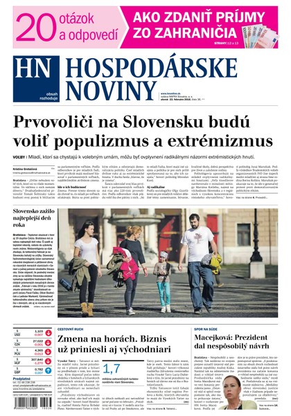 E-magazín Hospodárske noviny 23.02.2016 - MAFRA Slovakia, a.s.