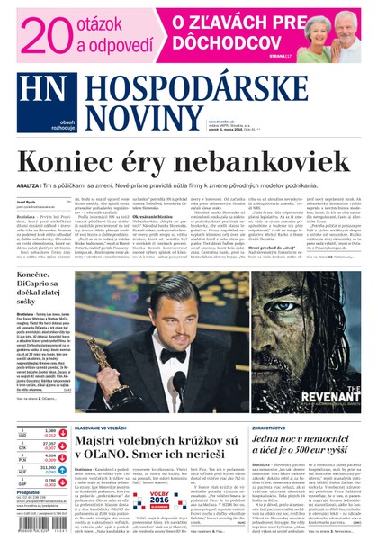 E-magazín Hospodárske noviny 01.03.2016 - MAFRA Slovakia, a.s.