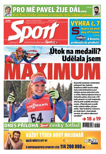 E-magazín Sport - 2.3.2016 - CZECH NEWS CENTER a. s.