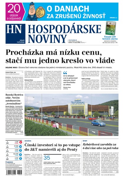 E-magazín Hospodárske noviny 17.03.2016 - MAFRA Slovakia, a.s.